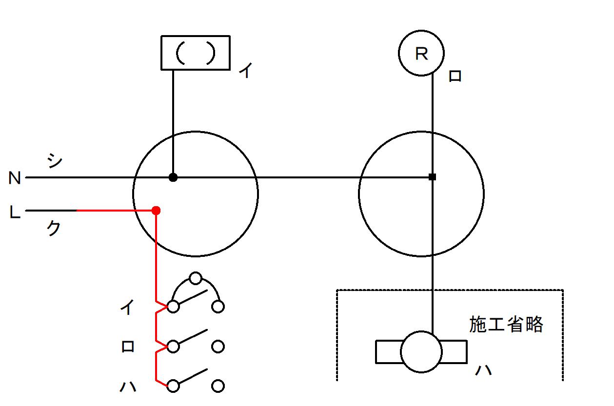 非接地相とスイッチの接続