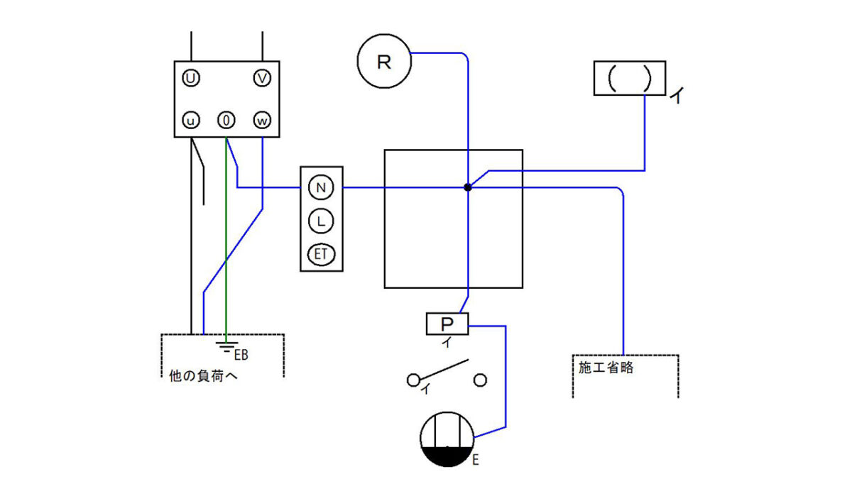 手順３：電源の接地側と該当する器具を接続